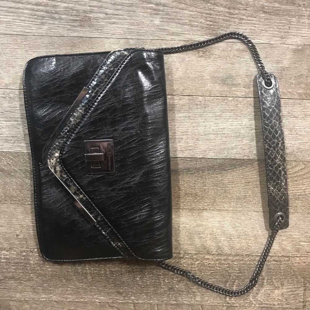 BCBGeneration Faux Snakeskin Chain Shoulder Purse